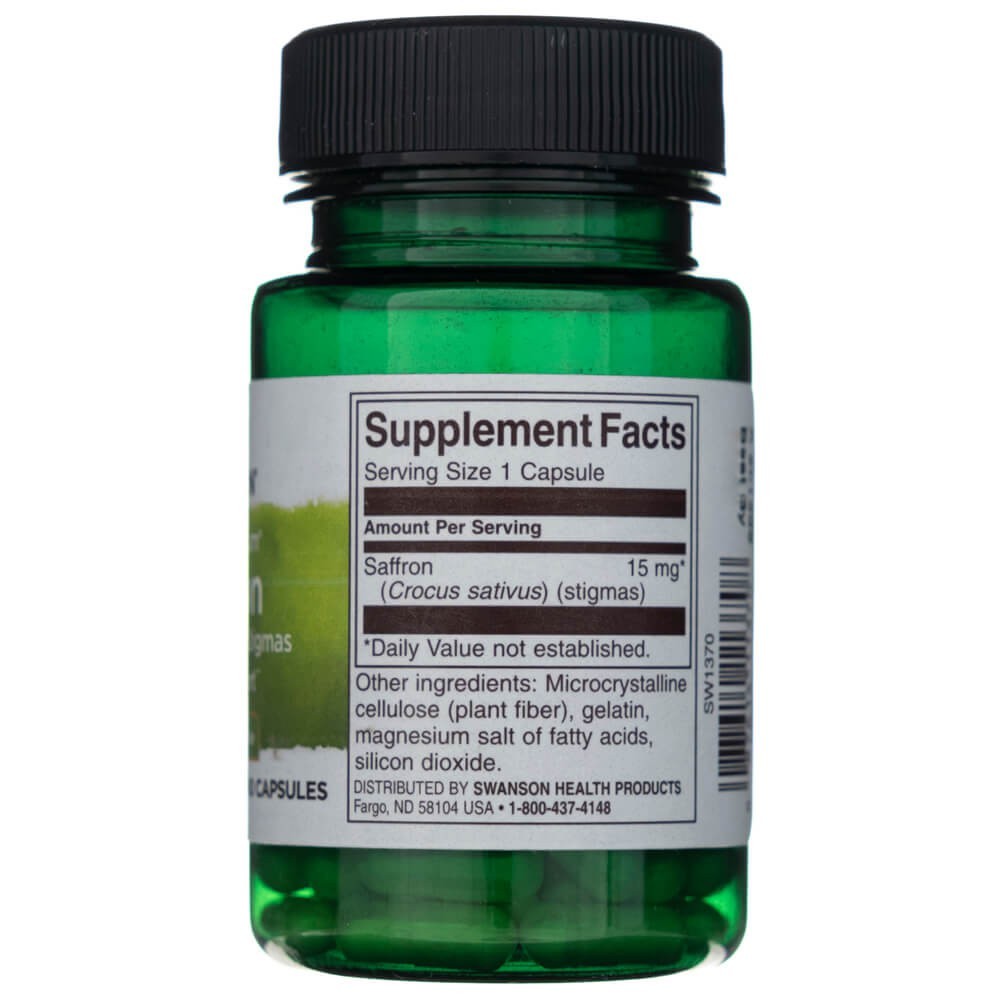 SWANSONi safran „Whole Ground Stigmas“ 15 mg – 60 kapslit
