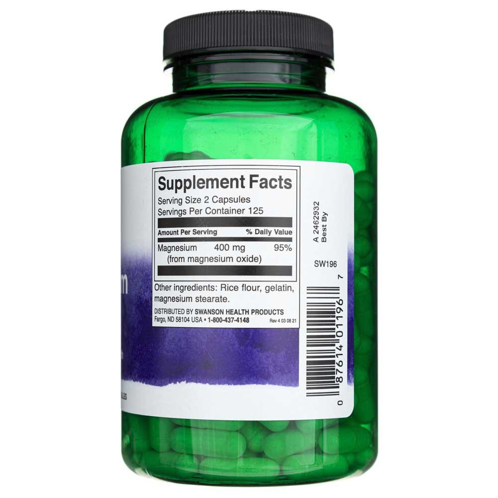 SWANSON magneesiumoksiid 200 mg – 250 kapslit