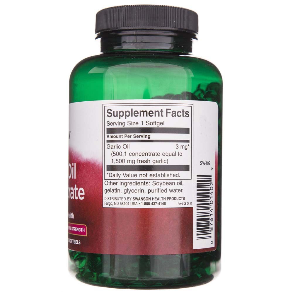 SWANSON küüslauguõli 3 mg – 500 kapslit