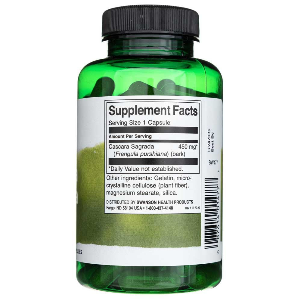 SWANSON Cascara Sagrada 450 mg – 100 kapslit