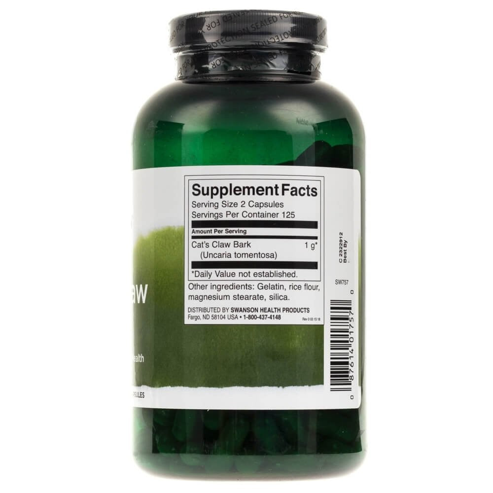 SWANSON Cat's Claw 500 mg – 250 kapslit