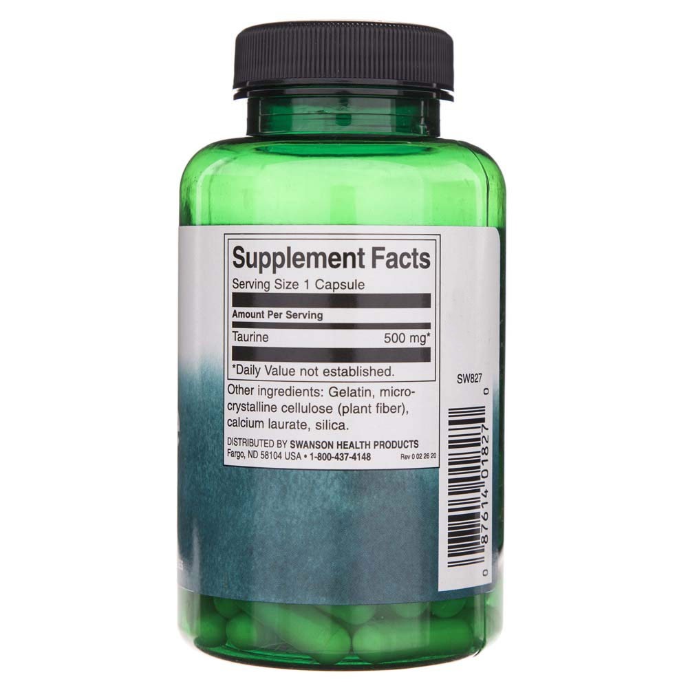 SWANSON Tauriin 500 mg – 100 kapslit