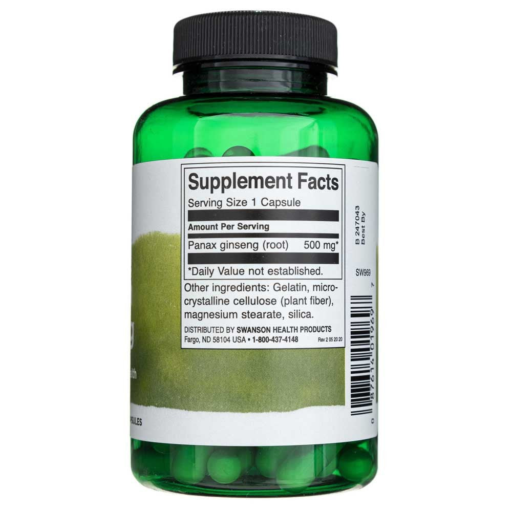 SWANSON Korea ženšenn 500 mg – 100 kapslit