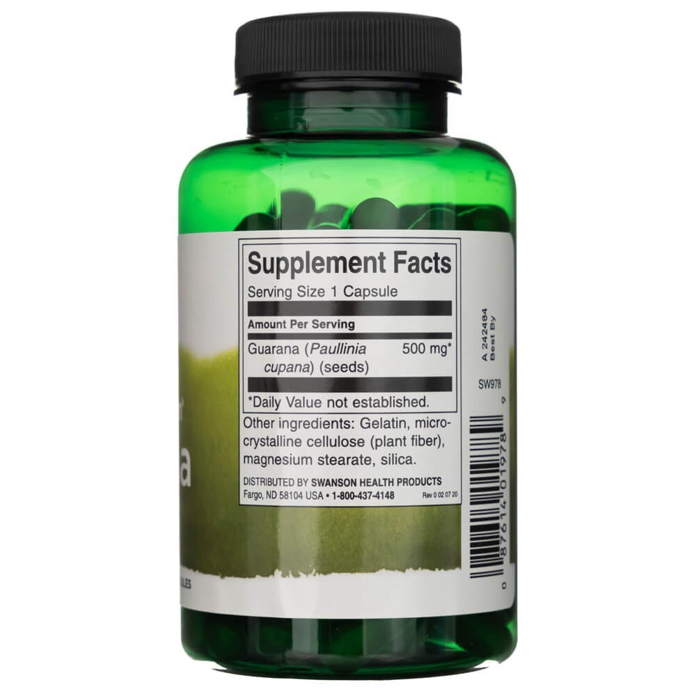 SWANSON guaraana 500 mg – 100 kapslit