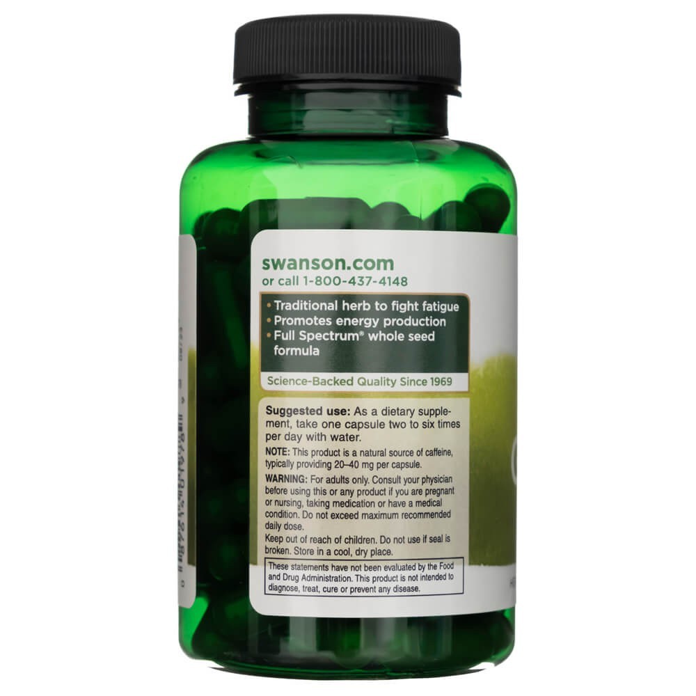 SWANSON guaraana 500 mg – 100 kapslit