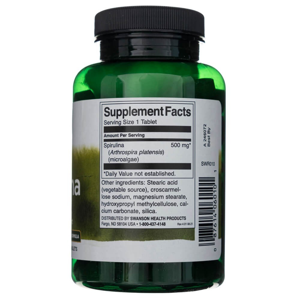 SWANSON Spirulina 500 mg – 180 tabletti