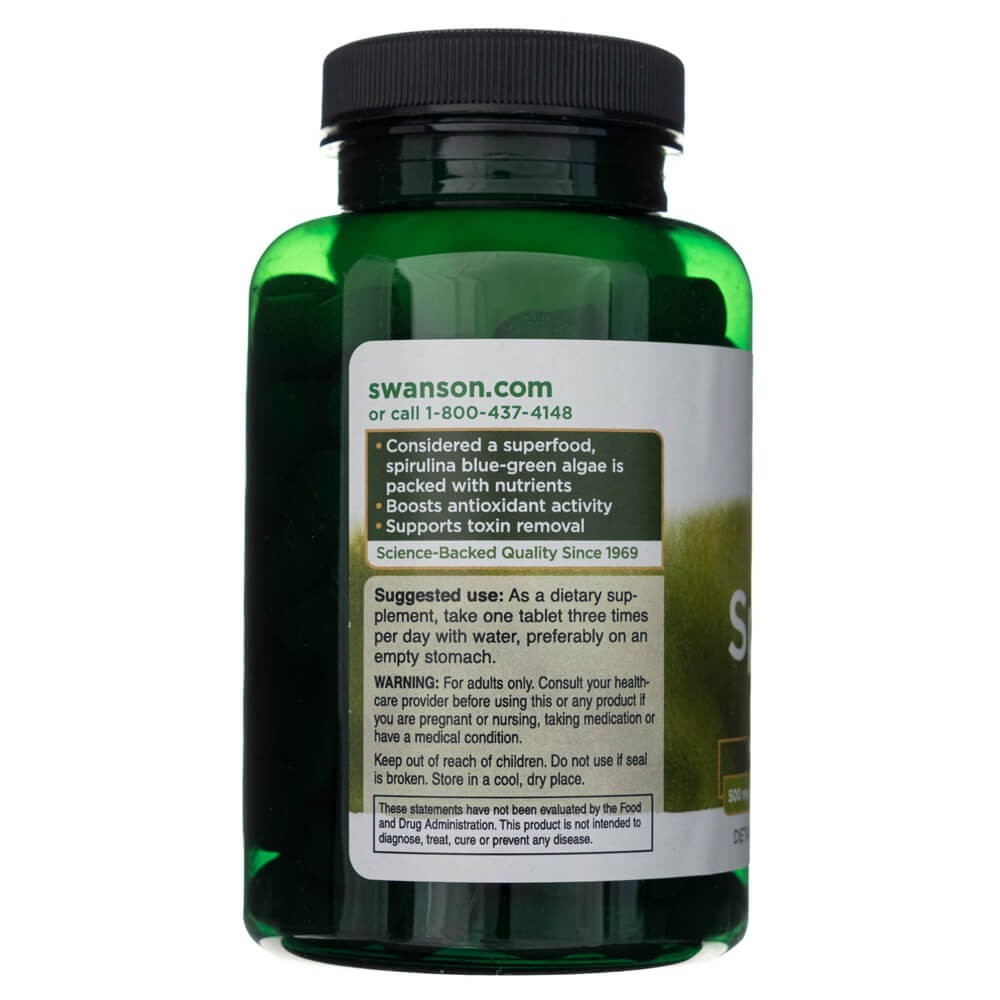 SWANSON Spirulina 500 mg – 180 tabletti
