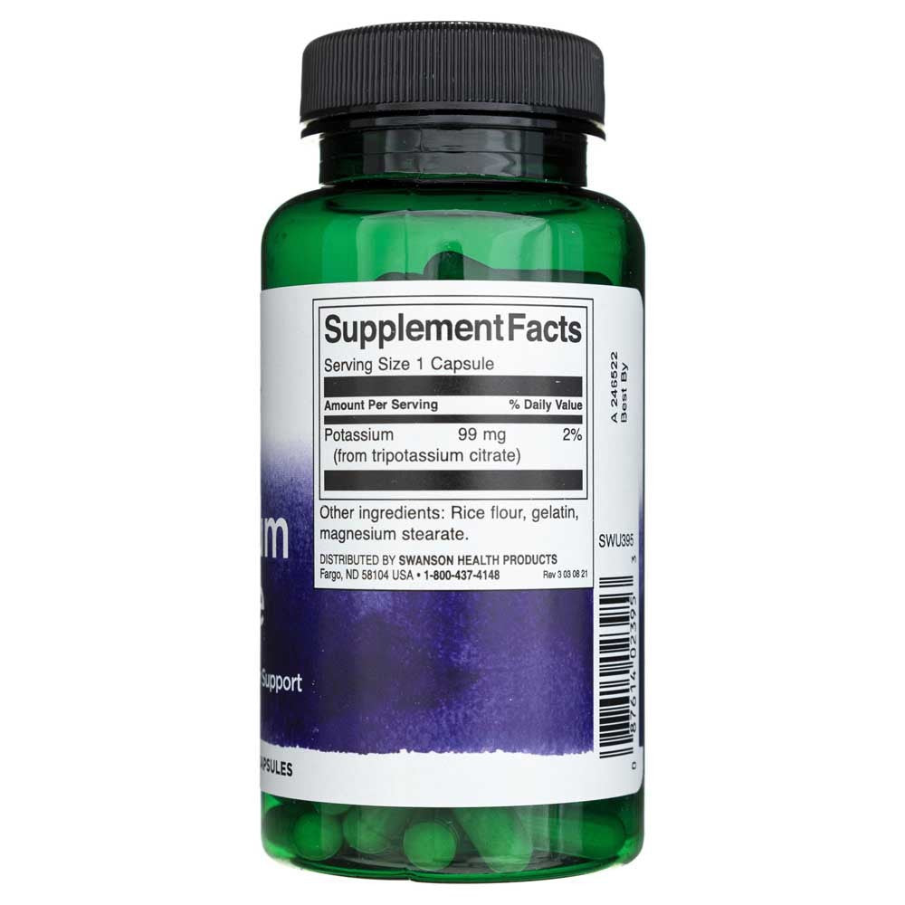 SWANSON kaaliumtsitraat 99 mg – 120 kapslit