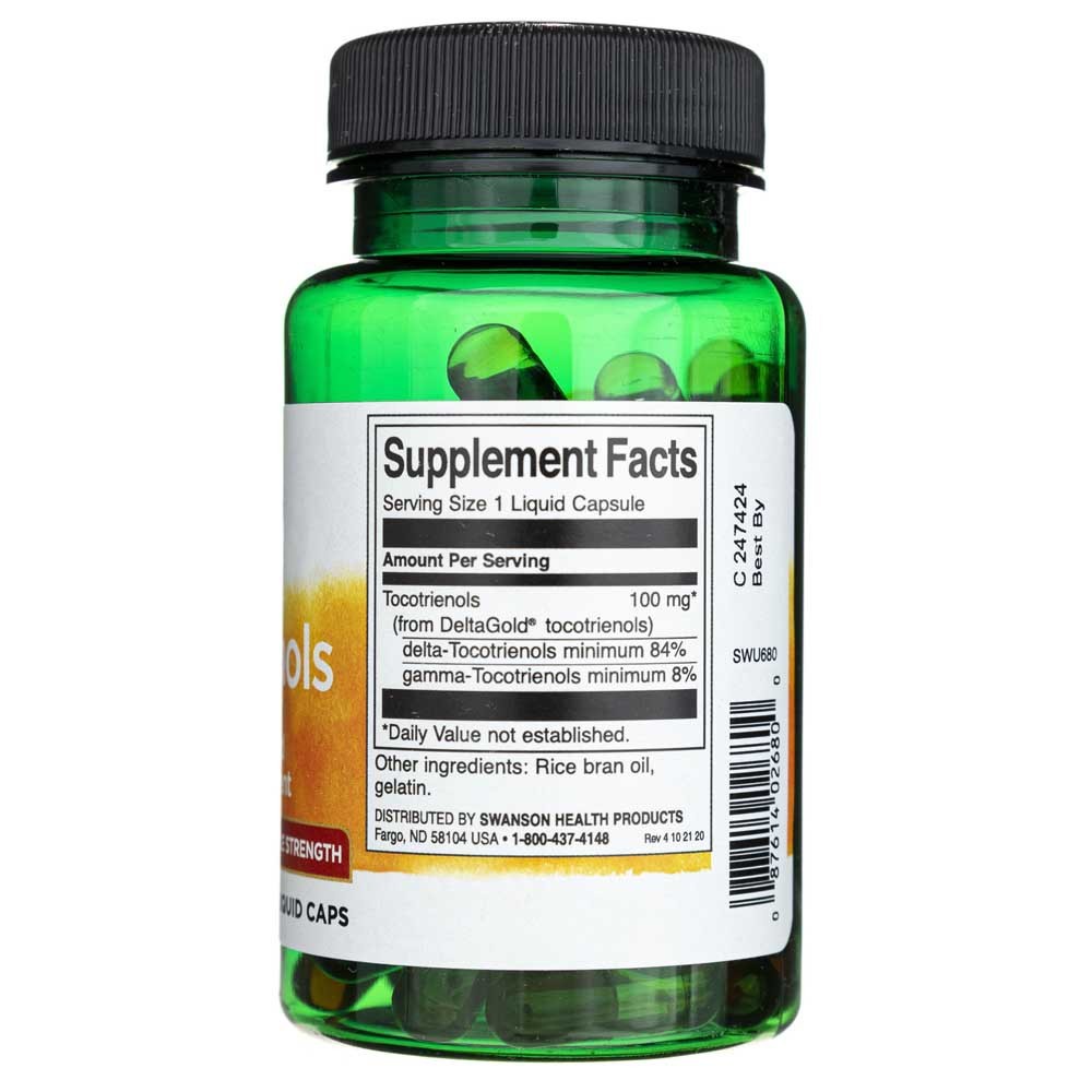 SWANSON tokotrienoolid, kahekordse tugevusega 100 mg – 60 kapslit