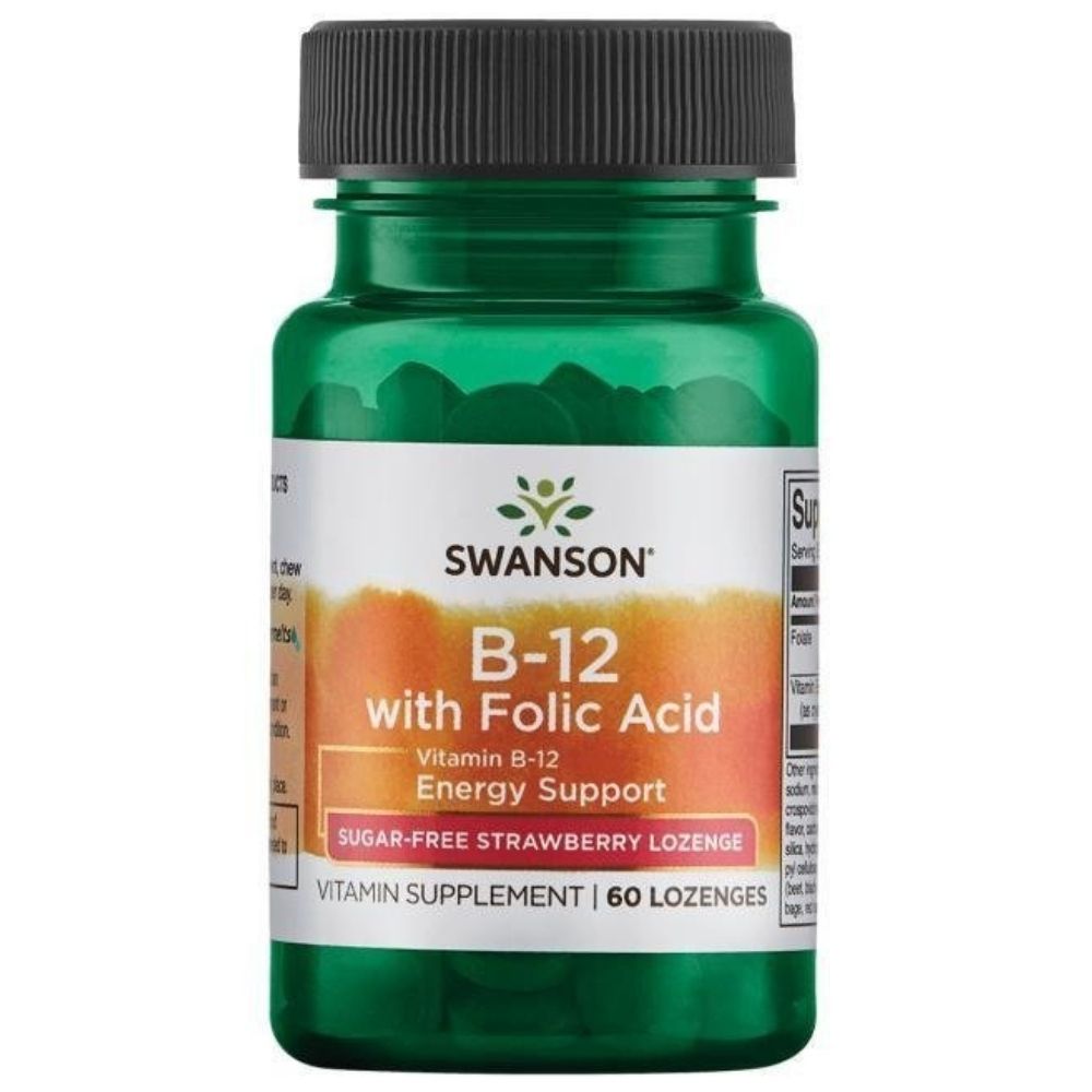 SWANSON vitamiin B12 500 mcg, maasikamaitseline – 60 pastilli