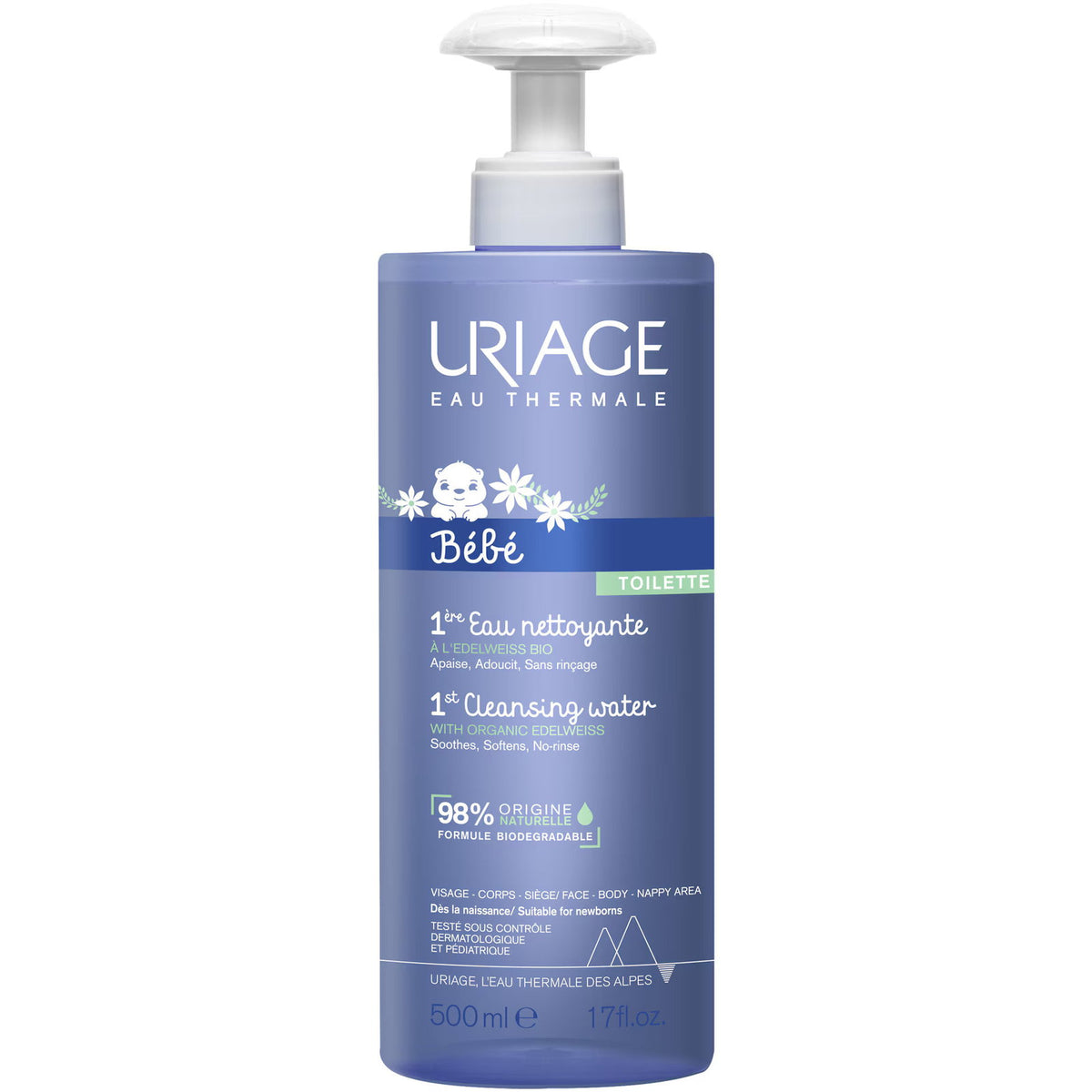 Uriage, Bebe, Cleansing, Micellar Water, For All Skin Types, 500 ml